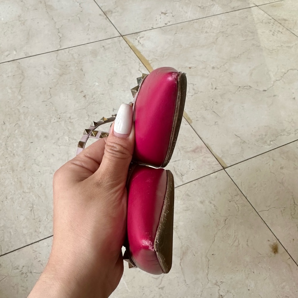 Valentino Garavani Iconic Pink Rockstud Caged Sandals Heels 38 Like New - Picture 6 of 8